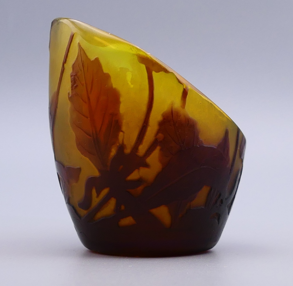 A small Galle style glass vase. 7 cm high. - Image 5 of 9