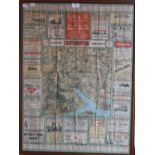 A 1920's advertising calendar/map of Southampton District, framed and glazed. 56.5 x 77 cm.