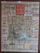 A 1920's advertising calendar/map of Southampton District, framed and glazed. 56.5 x 77 cm.