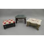 Three small foot stools. The largest 36 cm long.