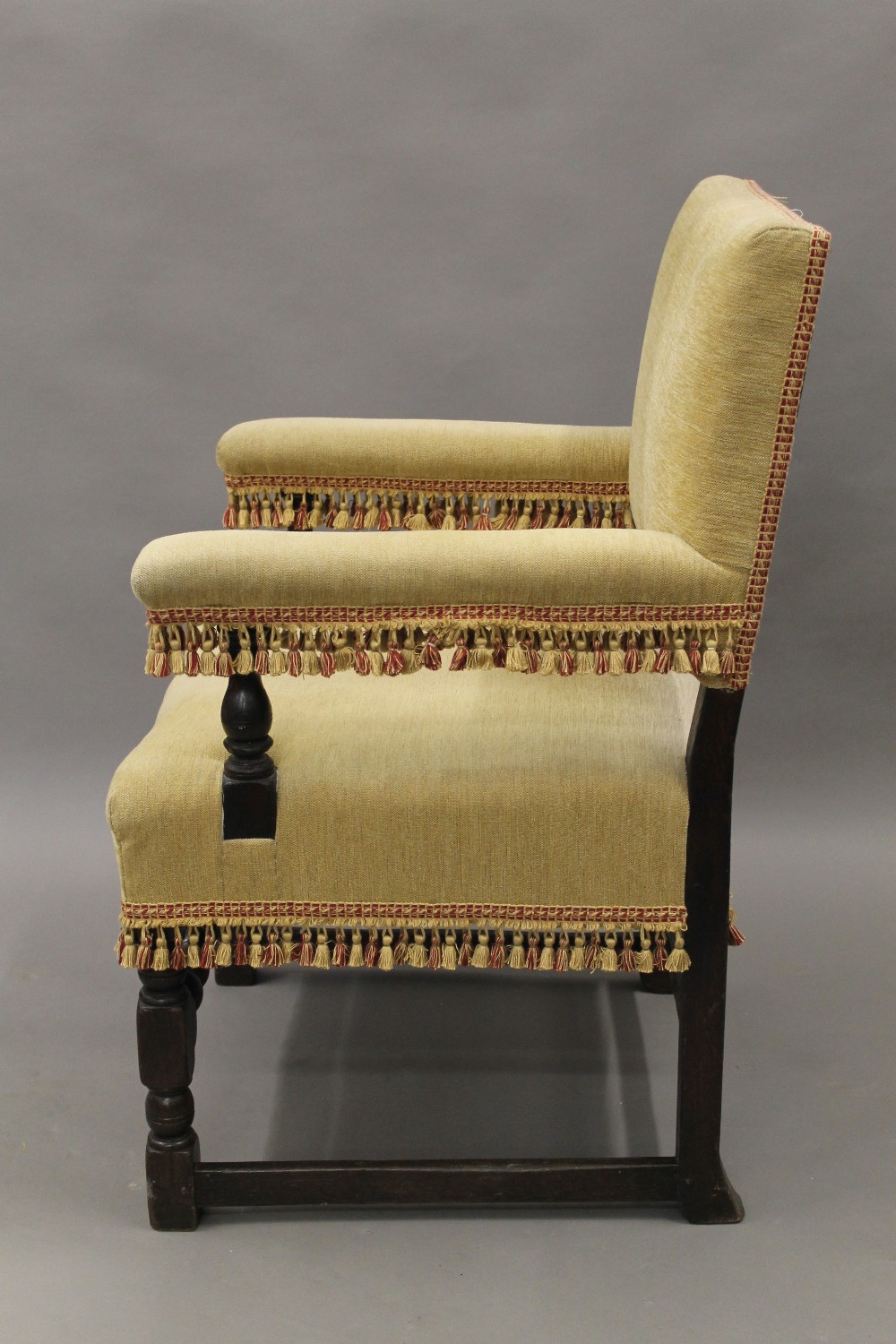 An 18th century style upholstered open armchair. 66 cm wide. - Image 3 of 4