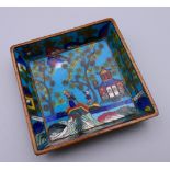 A small Chinese cloisonne tray. 6.5 cm wide.