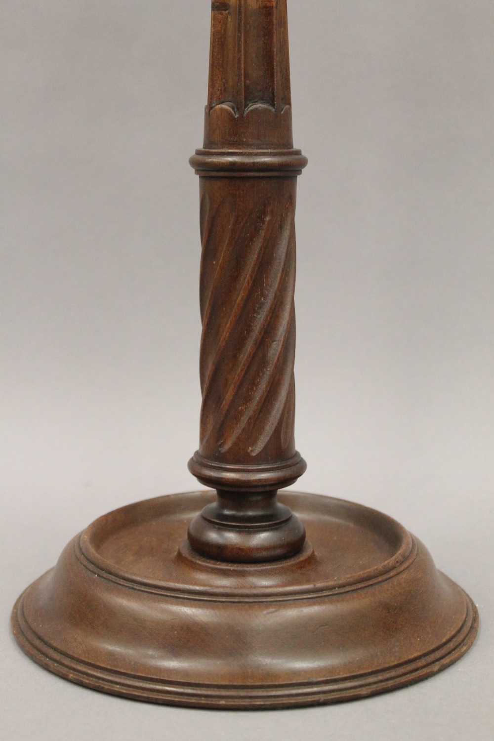 A large pair of Victorian mahogany candlesticks. 53 cm high. - Image 3 of 4