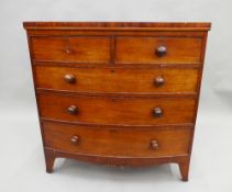 A Victorian mahogany bowfront chest of drawers. 102 cm wide.