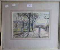 PETER WOOLBOURN, Hilly Fields SW4 in Spring, pastel, framed and glazed. 27.5 x 19.5 cm.