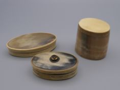 Three horn boxes. The largest 9 cm wide.