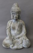 A grey seated garden Buddha. 52 cm high.