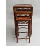 A nest of three Chinese hardwood tables. 35 cm wide.