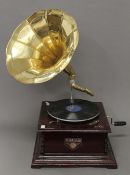 A gramophone. 65 cm high.