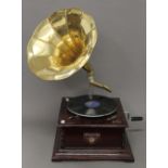 A gramophone. 65 cm high.