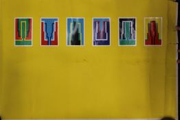ROBYN DENY, Six Miniatures, screen print with yellow background and another with orange background.