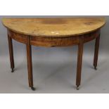 A 19th century mahogany demi lune table. Approximately 120 cm wide.