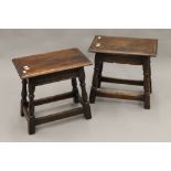 Two oak joint stools.