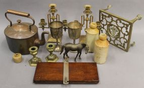 A quantity of brassware, etc.