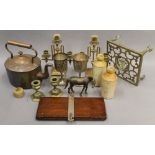 A quantity of brassware, etc.