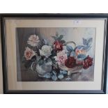 ALBERT HOUGHTON (20th century) British, Still Life With Roses, watercolour, signed,