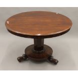 A Victorian mahogany tilt top breakfast table. 106 cm diameter.