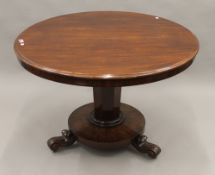 A Victorian mahogany tilt top breakfast table. 106 cm diameter.