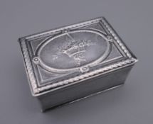 A French silver rectangular snuff box. 5 cm wide.