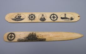 Two bone page turners. Each approximately 17 cm long.