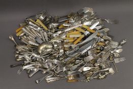 A large quantity of plated flatware