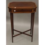 A Victorian mahogany work table. 48 cm wide.