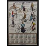 A 100 Years of Cycling calendar poster for 1978, framed and glazed. 50 x 75.5 cm.
