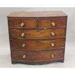 A 19th century mahogany bow front chest of drawers. 104 cm wide, 52.5 cm deep.