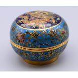 A small Chinese cloisonne box. 3.5 cm high.