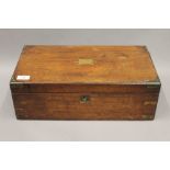 A 19th century brass inlaid rosewood writing slope. 45.5 cm wide.