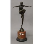 A bronze Art Deco style model of a girl. 56 cm high.