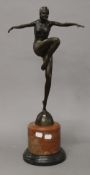 A bronze Art Deco style model of a girl. 56 cm high.