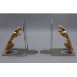 A pair of Jaguar car mascot bookends. Each 13.5 cm high.