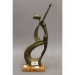 An Art Deco style brass figurine. 36.5 cm high.