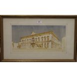 DUKE, Valletta The Castle Malta, watercolour, signed, framed and glazed. 40.5 x 20.5 cm.