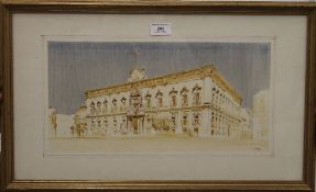 DUKE, Valletta The Castle Malta, watercolour, signed, framed and glazed. 40.5 x 20.5 cm.