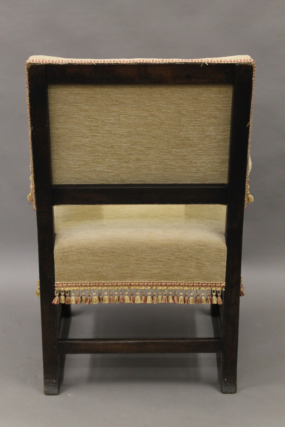 An 18th century style upholstered open armchair. 66 cm wide. - Image 4 of 4