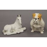 A Royal Doulton bulldog and a USSR horse. The former 12 cm high.