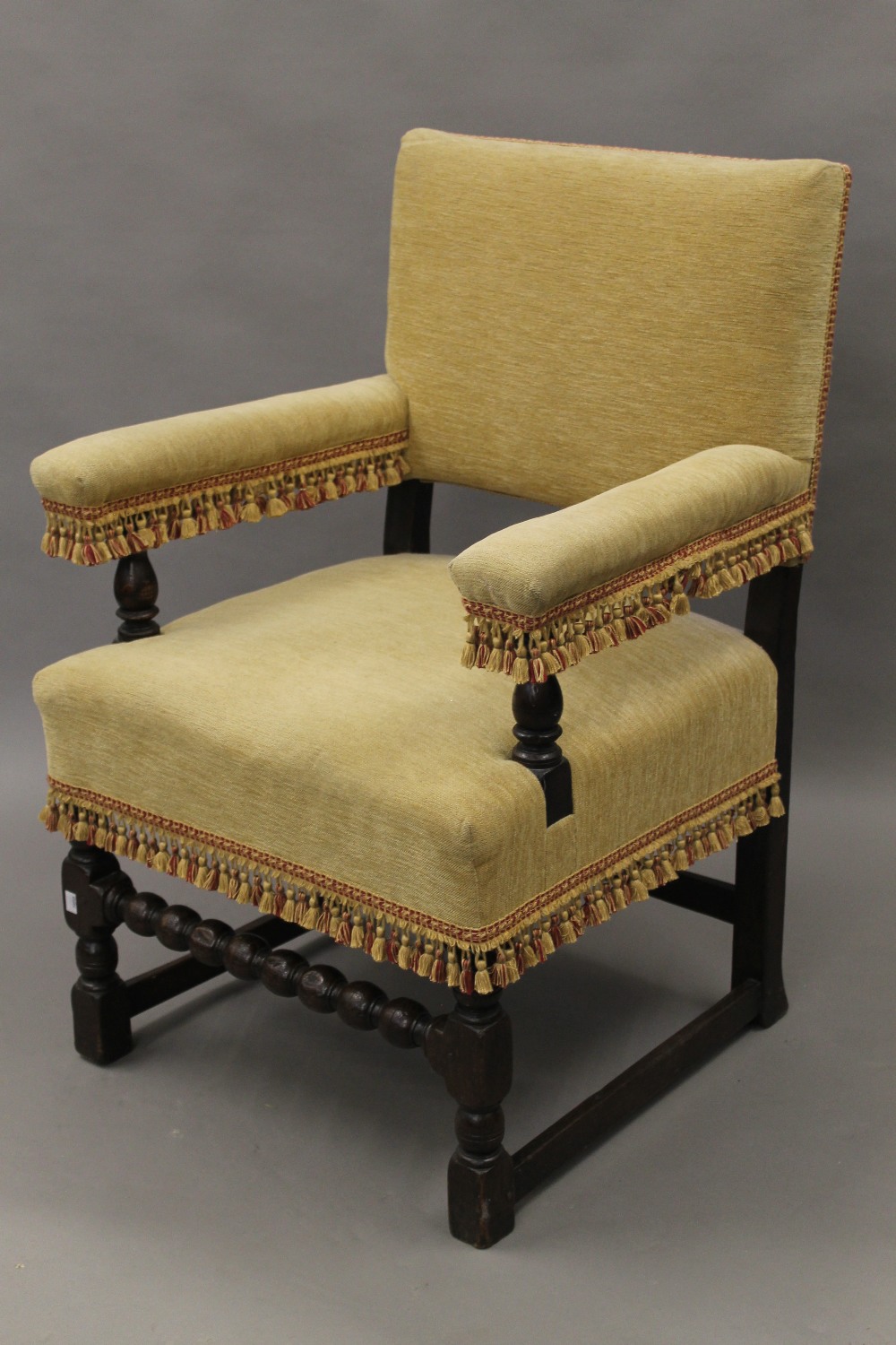 An 18th century style upholstered open armchair. 66 cm wide. - Image 2 of 4
