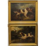 W HARDY, Retrievers, oils, a pair, signed, framed. 36.5 x 26.5 cm.