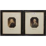 18TH CENTURY, a pair of portraits, Thomas Smollett and Henry Fielding, watercolour, unsigned,