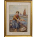 JULIAN E DRUMMOND (1824-1906) British, Fisher Girl, watercolour, signed and dated 1898,