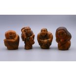 Four bone netsuke. The largest 3.5 cm high.