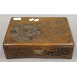 An early 20th century Oriental carved wooden box.