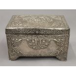 An 18th/19th century Eastern, probably Persian unmarked silver clad casket. 25 cm wide.