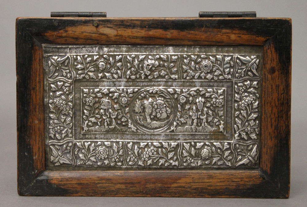 An Eastern wooden and silver box. 15.5 cm wide. - Image 2 of 4