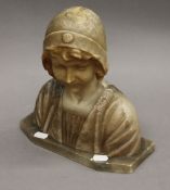 An early 20th century alabaster bust of a girl. 26 cm high.
