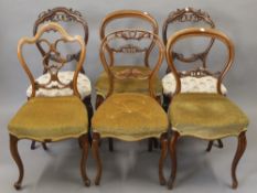 Six various Victorian balloon back chairs.