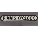 A 'Pimm's O'clock' wooden sign. 90 cm long.