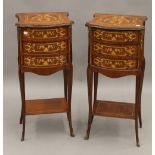 A pair of 19th century style inlaid bedside drawers. Each 36 cm wide.